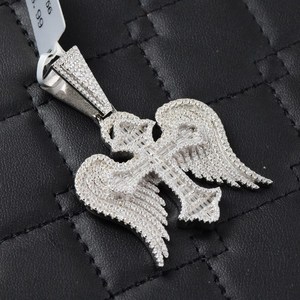 Collar de Lujo Religioso para Hombre, Cruz de Alas de Ángel de Moissanita VVS Personalizada, Plata de Ley 925, Joyería Hip Hop Iced Out, Pasa el Test de Autenticidad - Product Image 2