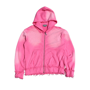 Sudadera con Capucha de Alta Calidad con Logotipo Personalizado, Estilo Y2K Vintage, Lavado Ácido, con Pedrería, Transpirable, para Hombre, 350 g/m², Corte Regular, con Cierre - Product Image 6