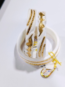 22K Solid Gold Vintage Trendy White Conch <b>Shell</b> Bangle Women Traditional Bengali Bridal Wedding Jewelry BIS Certified Authentic - Product Image 2