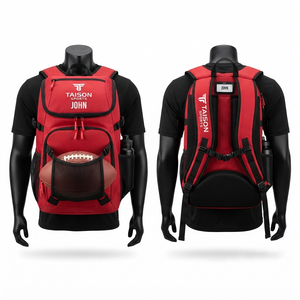 Sac à dos de football américain pour homme TAISON SPORTS 600 GSM Premium PU 30-40L Noir Orange Multi-panneaux Logo imprimé personnalisé - Product Image 4
