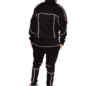 Ensemble de survêtement unisexe personnalisé pour l'hiver, avec bandes réfléchissantes, imprimé uni, coupe-vent de sport, vêtements athlétiques de haute qualité, OEM 100% - Product Image 4