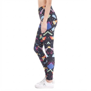Leggings taille haute à imprimé géométrique, longueur intégrale, extensibles, tricotés, 100% polyester, style sportif, toutes saisons, leggings pour femmes - Product Image 6
