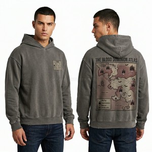 Puff Print 3D Design Hoodie Men Vintage Burnt Orange Hooded Sweatshirt Custom Streetwear Acid Wash Heavyweight Pullover Supplier - Product Image 4