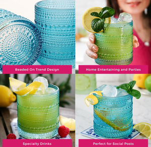 Verres à cocktail, à eau ou à jus rétro vintage en verre, cadeau <span class=keywords><strong>de</strong></span> luxe pour hôtesse ou <span class=keywords><strong>de</strong></span> déménagement, verre à vin gaufré - Product Image 5