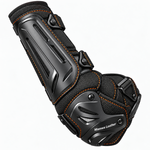 Genouillères et protège-tibias en cuir Manwa pour moto, protection respirante pour les jambes avec boucle, genouillères en cuir pour moto - Product Image 3