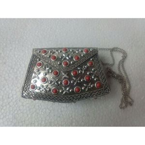 Women's Antique <b>Silver</b> Finish Evening <b>Bag</b> with Elegant Crystal Fashion Accessories RR ENTERPRISES Model RR202515008 - Product Image 3