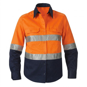 Camisa de Trabajo Personalizada para Hombre, Color Naranja Marino, Alta Visibilidad, Reflectante, Impresa con Serigrafía, Material de Algodón, Manga Larga, Detección de Agujas - Product Image 2