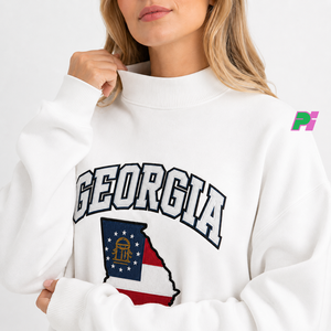 Sudadera de cuello alto Georgia para mujer, negra, con mapa del estado bordado, corte oversize, para otoño - Product Image 6
