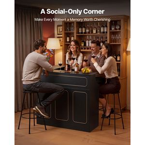 Mobile Bar in Legno a 4 Ripiani a Forma di L con Capacità Massima di 136 kg e Portabicchieri per Vino per Bar Domestico - Product Image 6