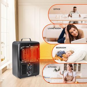 Stufa Elettrica 1300W/1500W per Riscaldamento Ambienti con Termostato, 3 Impostazioni di Calore, Sicura e Silenziosa per Casa, Garage, Officina, Magazzino - Product Image 2