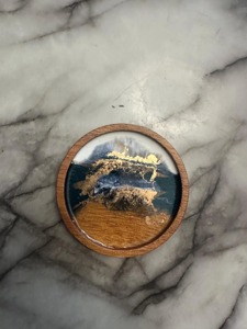 High Quality Walnut Custom Wood & Resin <b>Coasters</b> <b>for</b> <b>Drinks</b> Resin Tea Cup <b>Coaster</b> Round Design Modern Handmade Table Mat - Product Image 1