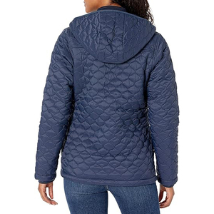 Veste coupe-vent matelassée bleu marine en fausse fourrure à capuche pour femme, manteau chaud isolé automne-hiver personnalisé - Product Image 2