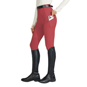 Pantalones de Montar a Caballo para Mujer, Color Rojo Polvoriento, con Cintura Elástica Alta y Logotipo Personalizado, Tendencias de Moda Ecuestre Otoñal - Product Image 3