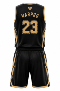 Ensemble de maillot de basket-ball WARPRO noir 23, sublimé, anti-humidité, unisexe, pour adulte, col en V, sans manches, haute qualité, débardeur et short - Product Image 2