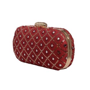Elegant <b>Red</b> <b>Sequins</b> Checks Capsule Clutch Designer Party Purse for Women Wedding and Celebration Use - Product Image 2