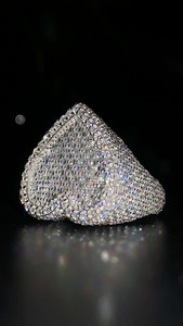 Anillo de Corazón de Moissanita de Lujo con Diseño de Pavé Completo, Piedras Brillantes, Joyería de Moda Elegante y Atrevida - Product Image 4