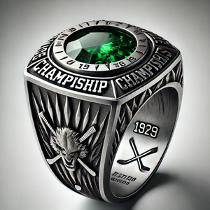 Anillos de Hockey Personalizados en Rodio Plateado, Plata de Ley 925 con Circonita Cúbica AAAAA - Product Image 6