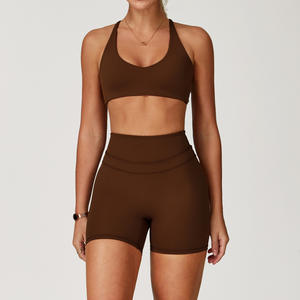 Conjunto de Shorts y Sujetador Deportivo para Mujer, Modelo Nuevo, Elástico, Transpirable, con Logotipo Personalizado, Secado Rápido, Cómodo, para Yoga, Gimnasio, Fitness, Adelgazante, Tallas S-XL, 2026 - Product Image 5