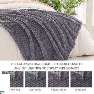 Extra Large Dark Grey Fleece <b>Throw</b> <b>Blanket</b> for <b>Couch</b> Soft Cozy Plush Sofa <b>Throws</b> All Seasons 50x70 All Seasons 50x70 - Product Image 3