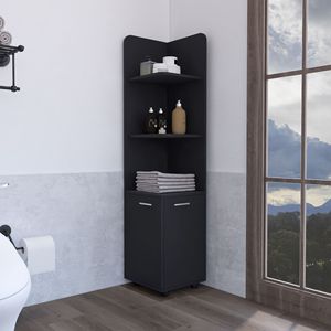 Mobile ad Angolo Nero Alto 62H con 3 Ripiani e 2 Ante, Unità di Stoccaggio per Cucina - Product Image 1