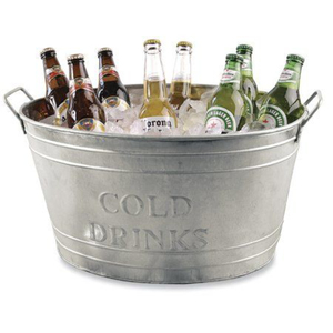 Unique Galvanized Metal Ice Bucket Rust-Proof Beverage Tub With Handles For Wine Beer Champagne Oval Party <b>Drinks</b> <b>Cooler</b> For Bar - Product Image 5