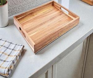 Bandeja de Té de Madera con Logotipo Personalizado, Rectangular, con Asa, Estilo Vintage, de Madera de Nogal, para Servir en el Hogar o Hotel - Product Image 2