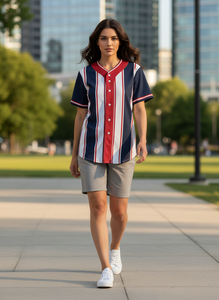 Maillot de baseball/softball rétro personnalisé, respirant, avec logo brodé, rayures, nom d'équipe imprimé par sublimation, 100% polyester - Product Image 5