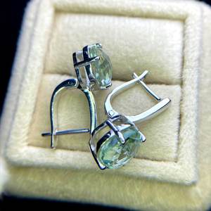 Green Amethyst Earrings 925 Sterling Silver Prasiolite February Birthstone Jewelry Gift For <b>Wife</b> Anniversary Birthday - Product Image 2
