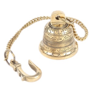 Antique Gold Plated Brass <b>Bell</b> With Chain And Hook Decorative Hanging Ornament For Home Decoration - Product Image 2