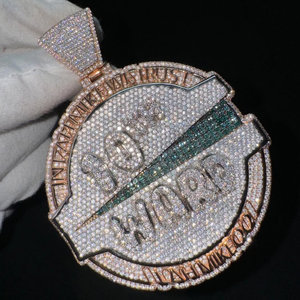 Nouveau Collier Pendentif Personnalisé en Moissanite D VVS1 Taille Baguette, en Argent Massif 925, Bijoux Hip-Hop, Breloque Diamant Glacé Unique - Product Image 1