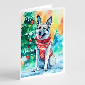 Norwegian Elkhound Lunatique A7 Cartes de Voeux de Noël Paquet de 8 Cartes de Note Vierges avec Enveloppes Taille 5x7 - Product Image 1