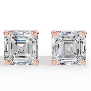 Pendientes Solitarios Clásicos con Corte Asscher, Oro de 10K, Joyería Fina de Lujo, para Novias, Proveedor Mayorista - Product Image 2