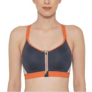 Sujetador deportivo de yoga de alto soporte para mujer con cremallera frontal, espalda cruzada, de secado rápido, transpirable, de elastano/poliéster, ajuste cómodo - Product Image 2