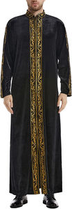 เสื้อคลุมผู้ชายแบบหนาสำหรับฤดูหนาว ชุดอิสลามแบบยาว ปักลายที่ปกเสื้อ - Product Image 6