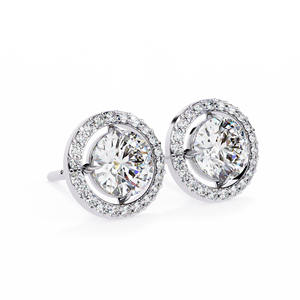 Floating Circle <b>Halo</b> Diamond Stud <b>Earrings</b> 1.84ctw Open Space Round CVD Lab Grown Diamond 14K Solid White Gold Posts - Product Image 6