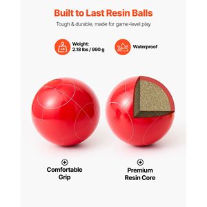 Set di Bocce per 2-8 Giocatori, 8 Palline in Resina da 107mm Rosse e Verdi con Borsa per il Trasporto e Corda di Misurazione - Product Image 3