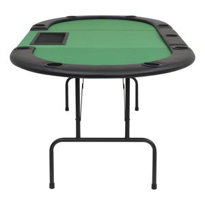 Table de poker en MDF vert et noir avec revêtement en cuir artificiel et acier pour le jeu - Product Image 4
