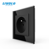 Livolo Soket Daya Dinding Tipe EU Prancis Panel Kaca Kristal Stopkontak Dinding 16A