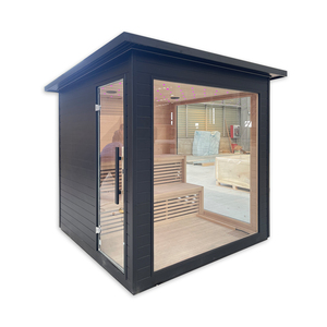 Sauna Tradizionale Personalizzata per 4-6 Persone, Grande, in Ferro e <span class=keywords><strong>Legno</strong></span> Nero con Stufa, per Esterni - Product Image 1
