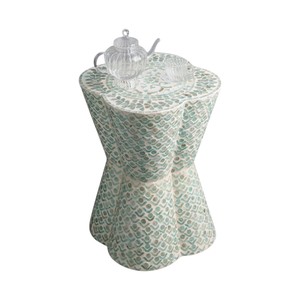 Modern MOP <b>Table</b> <b>with</b> Geometric Pattern for Living Room Furniture Decorative <b>Stool</b> and Ottoman Apartment Use - Product Image 3