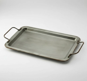 Handmade <b>Large</b> Silver <b>Tray</b> With Handle Decorative Food <b>Serving</b> <b>Trays</b> American Style Customized Border Design Rectangular <b>Tray</b> - Product Image 5