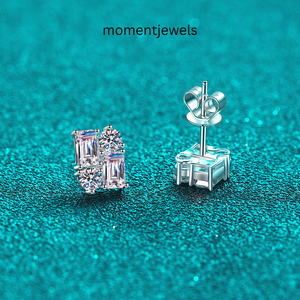 14K Solid Gold <b>Emerald</b> Cut Moissanite <b>Stud</b> <b>Earrings</b> 2.3 CTW Classic Basket Design Rhodium Plated Fine Jewelry - Product Image 5