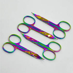 Ensemble de ciseaux pour extensions de cils arc-en-ciel, lame pointue en acier inoxydable, outils professionnels de soins de beauté pour sourcils et cils - Product Image 2