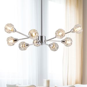 Moderno lampadario in cristallo cromato a 9 luci per soggiorno camera da pranzo cucina-lampade a sospensione (lampadine non incluse) - Product Image 5