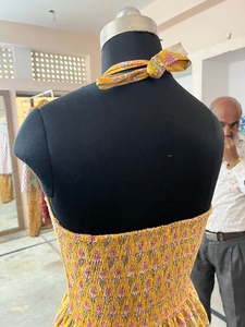 Robe longue indienne 100% coton imprimée à la main, col halter, avec broderie florale, tunique décontractée pour femmes - Product Image 3