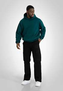 Mens Regular Fit <b>Black</b> <b>Hoodie</b> Letter Applique <b>Zipper</b> Heavyweight 340g Fleece Breathable Streetwear Custom Logo Digital Printed - Product Image 1