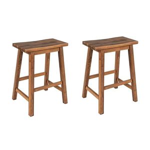 Set di 2 Sgabelli da Bar in Legno di Noce Stile Rustico per Cucine e Zone Pranzo Piccole, Decorazione Nostalgica - Product Image 3