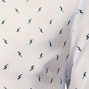<b>Men's</b> <b>White</b> <b>Short</b> <b>Sleeve</b> Polo <b>Shirt</b> With Black Lightning Pattern Contrast Trim Regular Fit Casual Knitted Fabric Plus Size <b>Men's</b> - Product Image 5