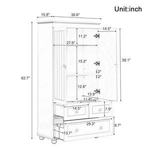 Armadio Alto Portadocumenti con Tre Cassetti per Bagno o Ufficio - Product Image 3