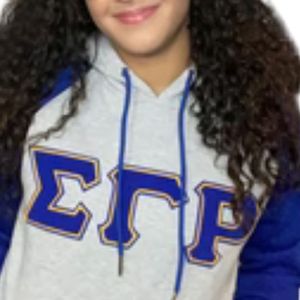 เสื้อฮู้ดแขนยาวแบบมีกระเป๋า Sigma Gamma Rho Chenille สีน้ำเงินเทา SGRho เสื้อผ้าพรีเมียมของกรีซ เสื้อสเวตเชิ้ตสำหรับชมรมนักศึกษา - Product Image 6